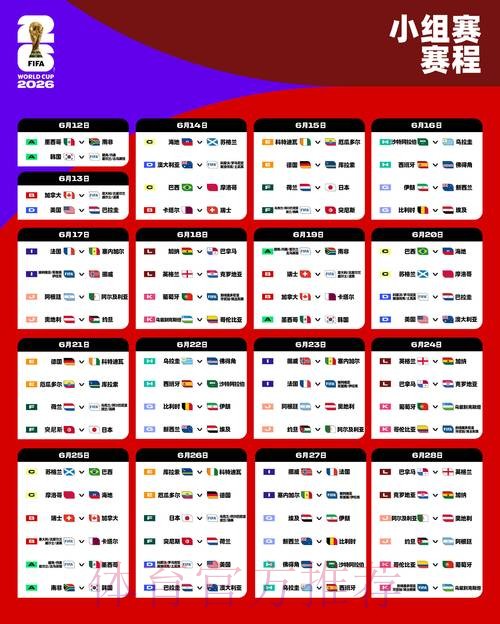 2026世界杯小组赛赛程完整版最新时间表查询入口 2026世界杯小组赛赛程完整版最新时间表查询入口